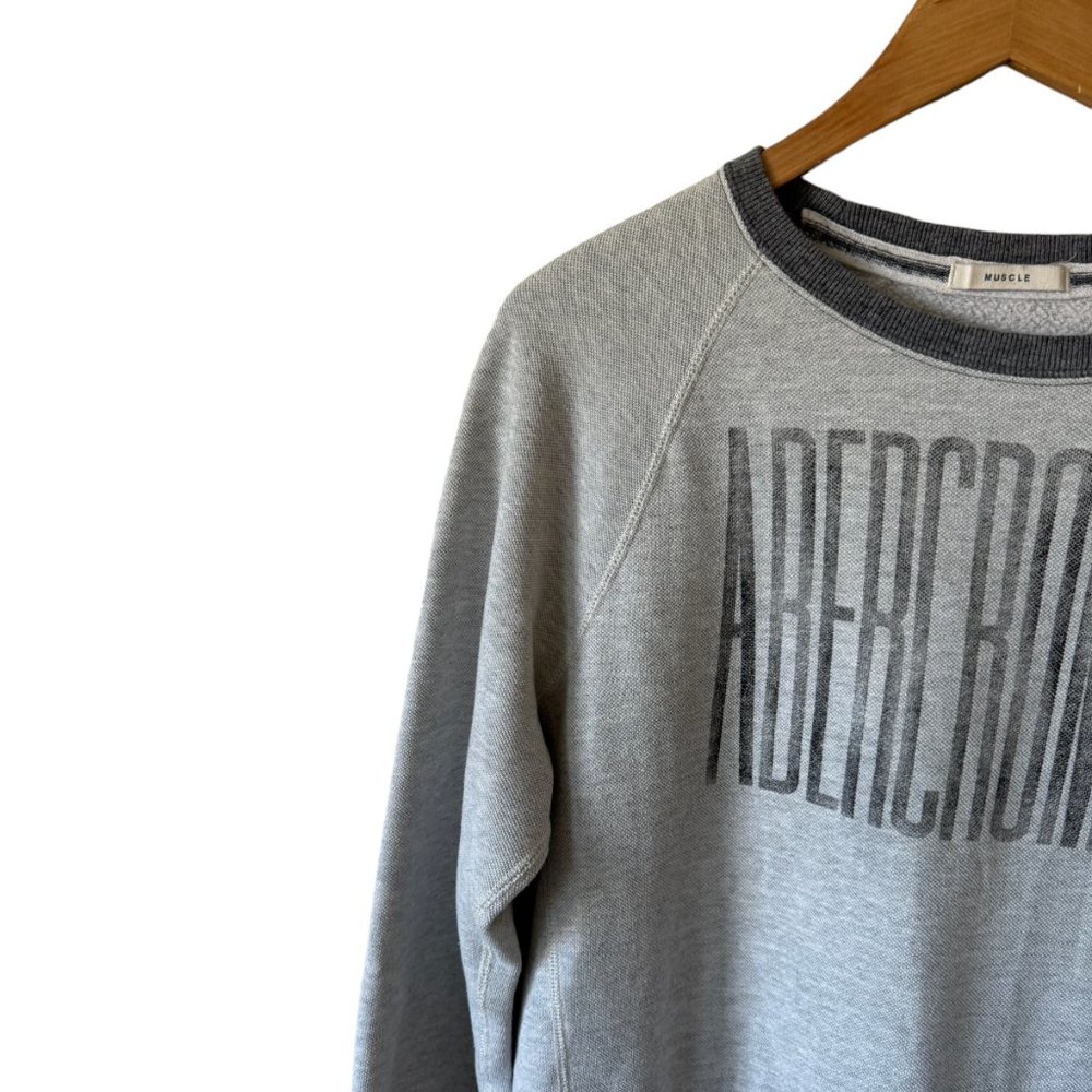 Abercrombie & Fitch Relaxed Gray Crewneck lightweight Sweatshirt Spell Out Small - Picture 6 of 15